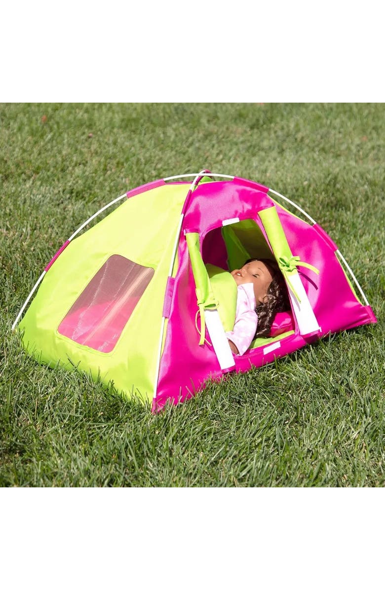 Dress Along Dolly Doll Camping Bed Tent w/ Sleeping Bag & Pillow for 18" Dolls, Alternate, color, Pink