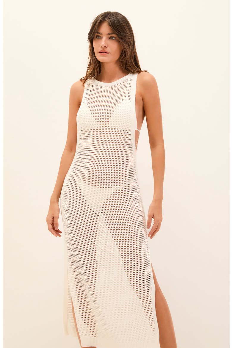 Hanna Sheer Cover-Up Dress, Alternate, color, WHITE