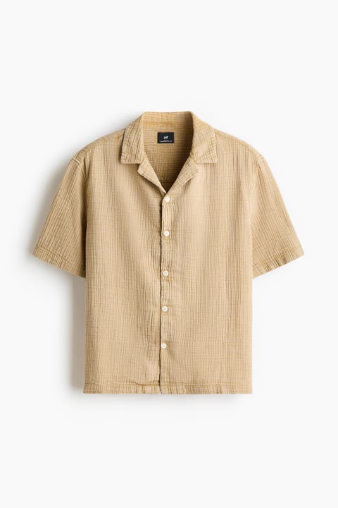 Relaxed Fit Short-sleeved Muslin Shirt