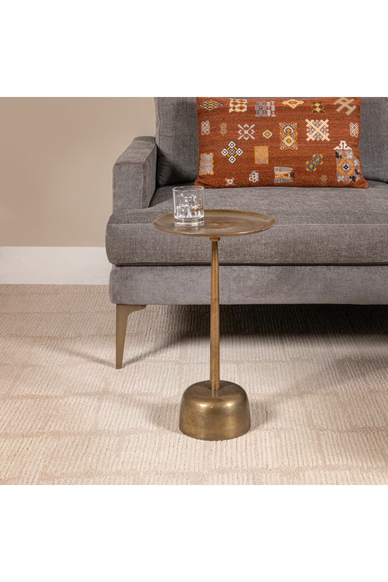 Vintage Aluminum Side Table, Antique Brass Finish, Alternate, color, Brass
