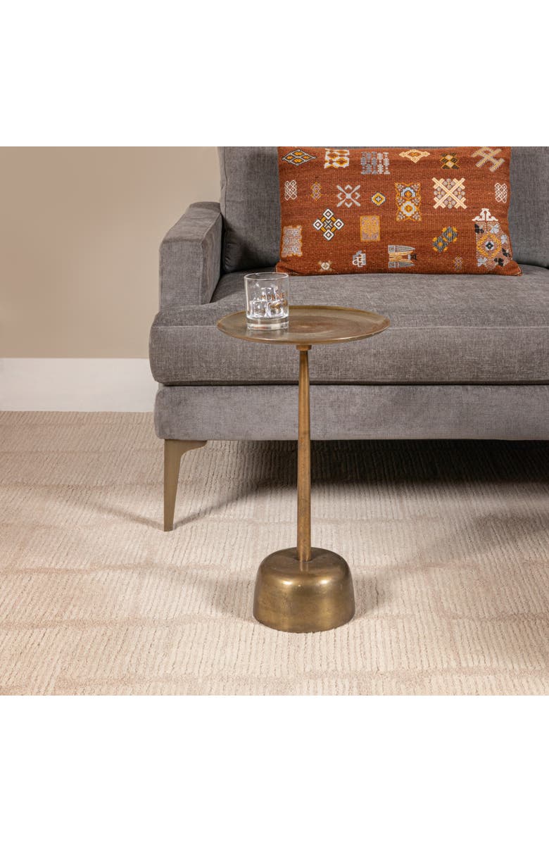 Storied Home Vintage Aluminum Side Table, Antique Brass Finish, Alternate, color,