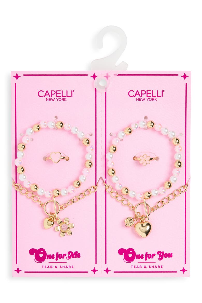 Kids' Tear & Share 6-Piece Bracelet, Ring & Necklace Set, Main, color, PINK MULTI