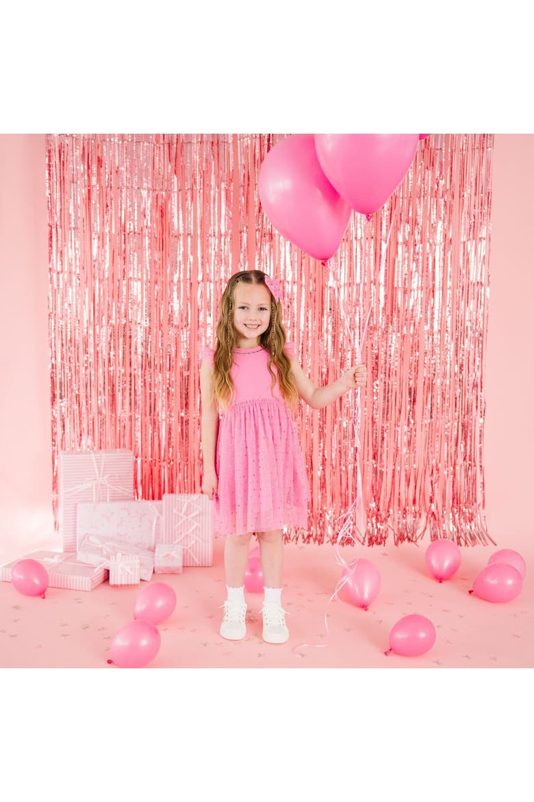 Raspberry Rhinestone Short Sleeve Tutu Dress, Alternate, color, Raspberry