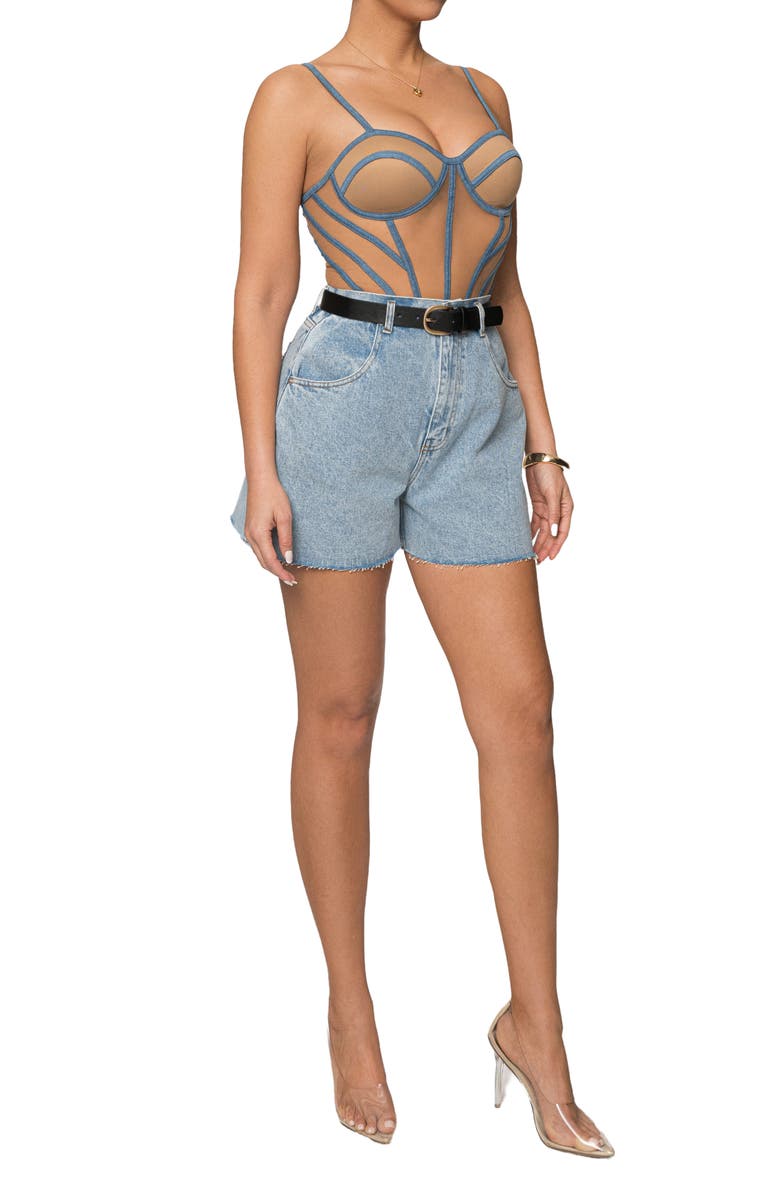 JLUXLABEL Jourdan Belted Denim Shorts, Alternate, color,