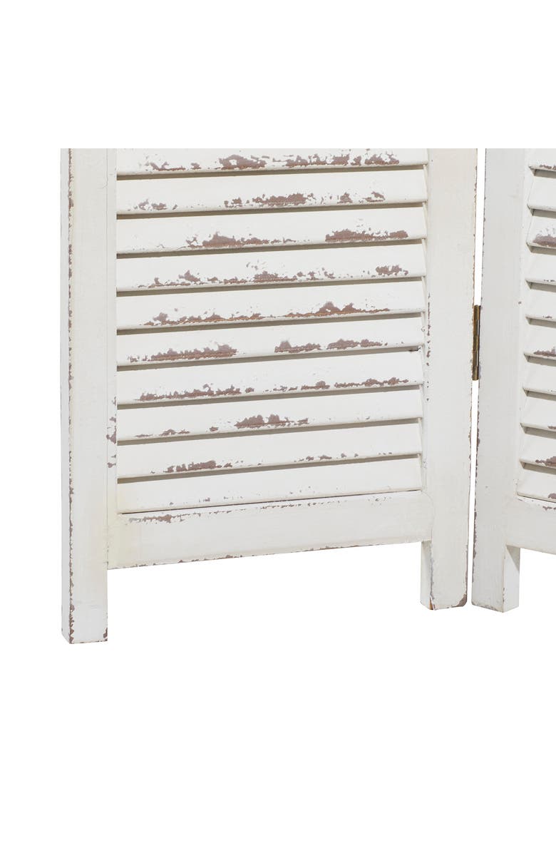 SONOMA SAGE HOME Cream Wood Farmhouse Room Divider Screen with Horizontal Slats, Alternate, color, Cream