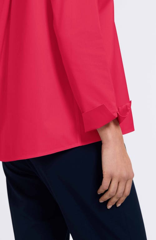 Foxcroft Agnes Split Cuff Popover Blouse In Raspberry