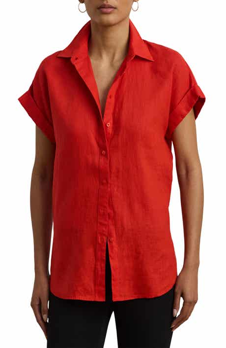 Lauren Ralph Lauren Short Sleeve Linen Button-Up Shirt