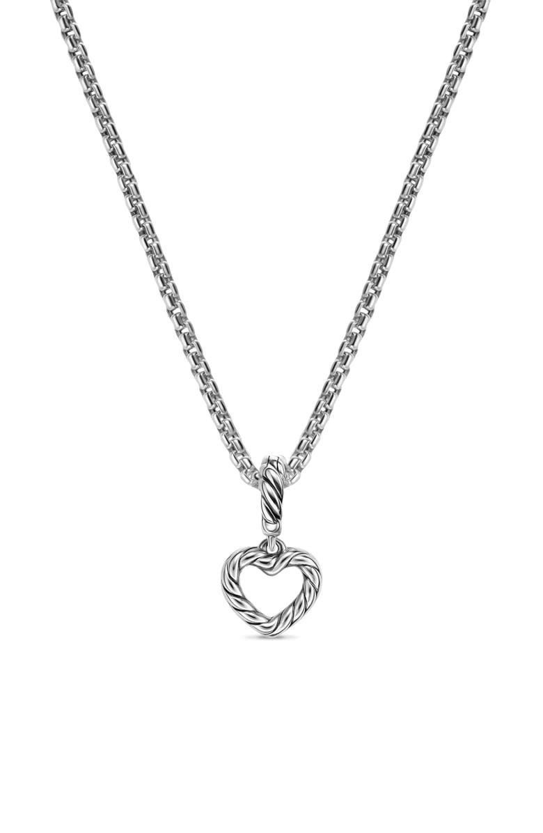 David Yurman Micro Pavé Open Heart Enhancer in Sterling Silver with Diamonds, 6.8mm, Alternate, color, Diamond