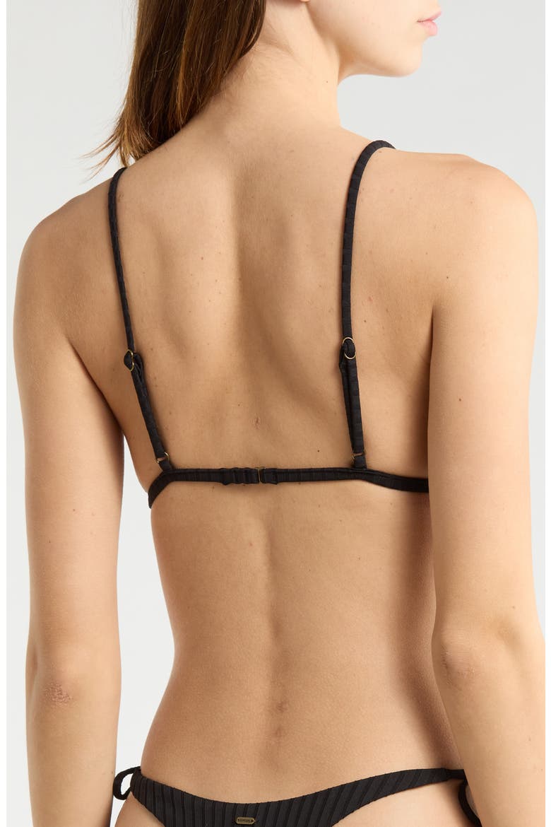 Surf Banded Fixed Triangle Bikini Top, Alternate, color, BLACK