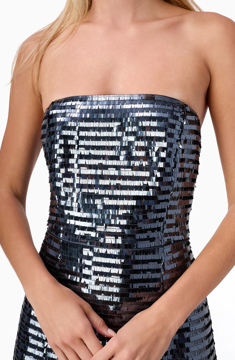 CAMI NYC Circe Sequin Strapless Dress, Alternate, color, Coal