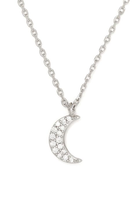 pavé moon pendant necklace
