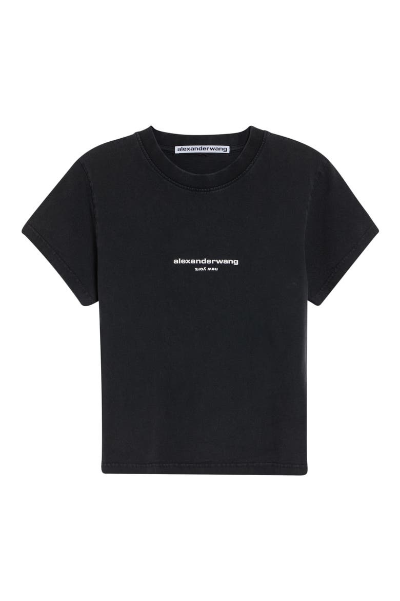 Shrunken Cotton Logo T-Shirt, Alternate, color, WASHED BLACK