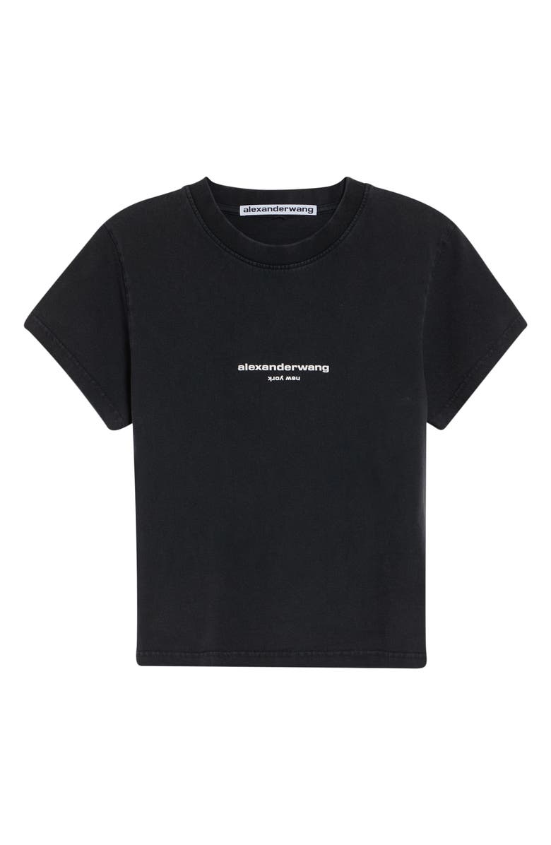 Alexander Wang Shrunken Cotton Logo T-Shirt, Main, color, Washed Black