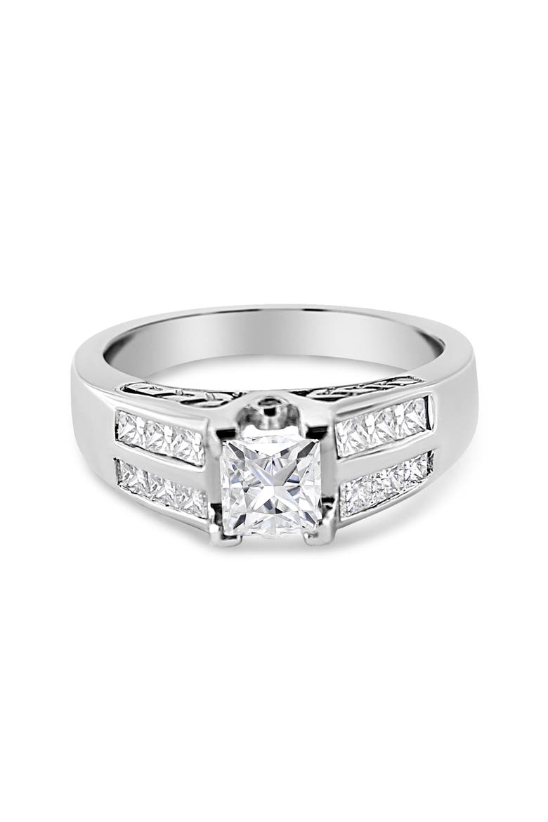 14K White Gold 1 1/4 Cttw Princess Cut Diamond Engagement Ring, Main, color, White