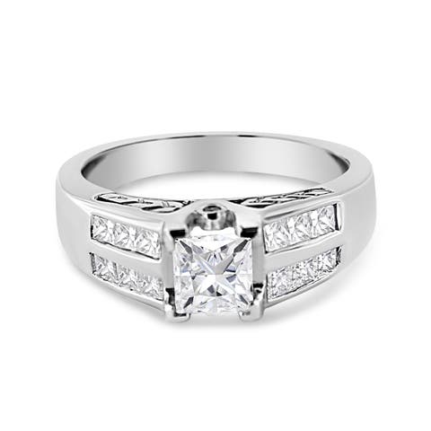 14K White Gold 1 1/4 Cttw Princess Cut Diamond Engagement Ring