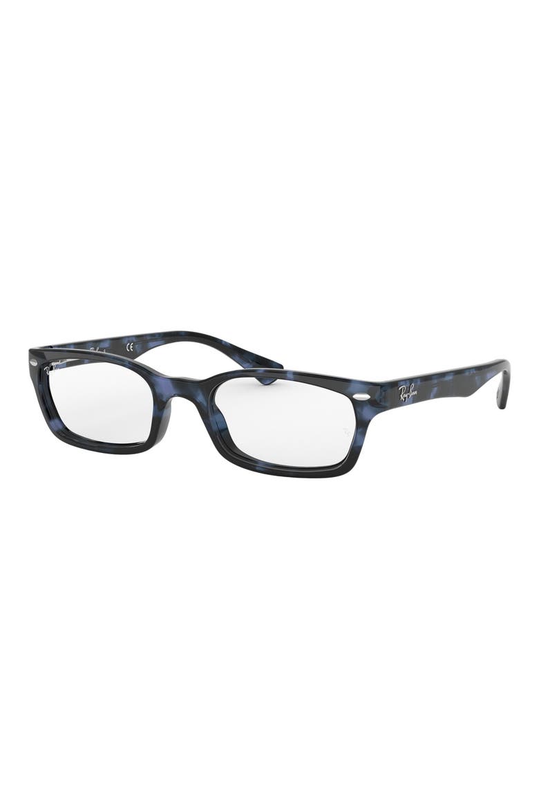 50mm Rectangular Optical Glasses, Alternate, color, HAVANA BLUE