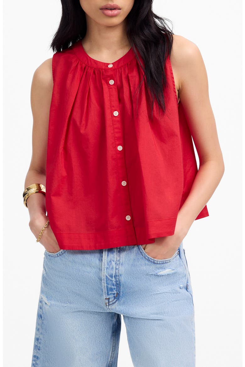 Cotton Button-Up Tank Top, Main, color, WATERMELON