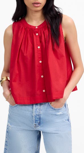 Cotton Button-Up Tank Top