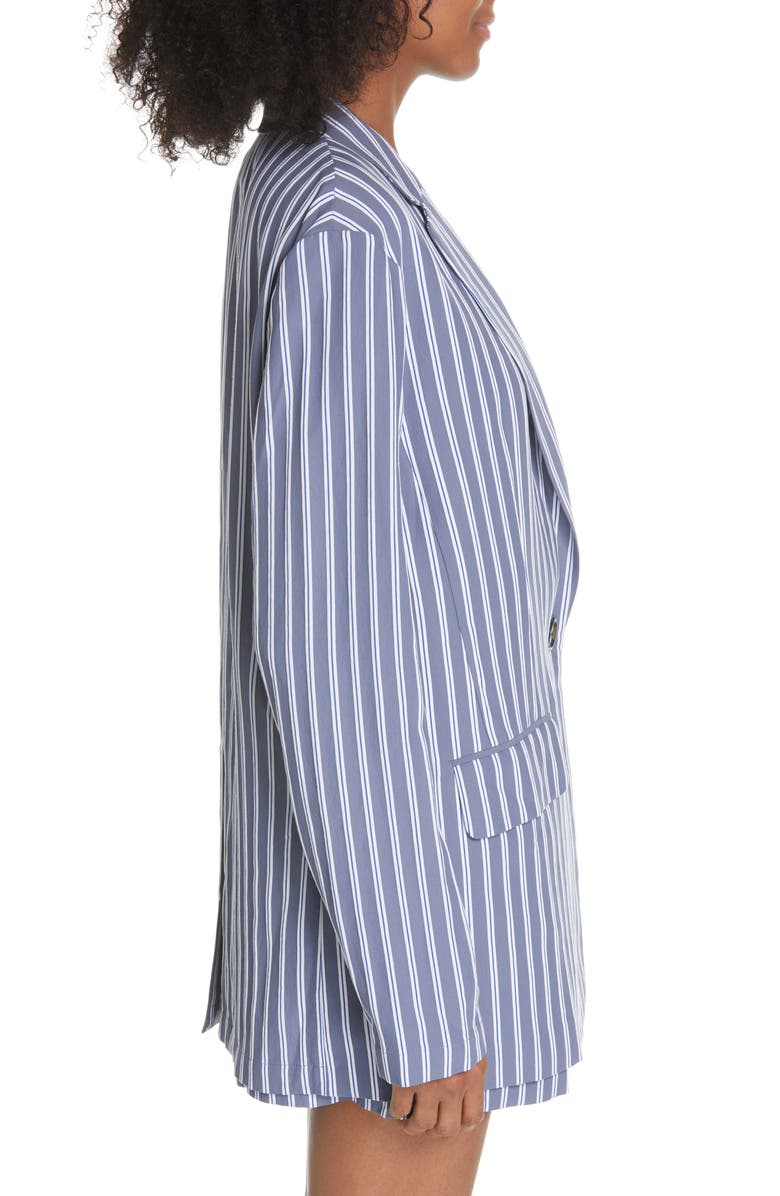 Tibi Stripe Oversize Twill Blazer, Alternate, color,