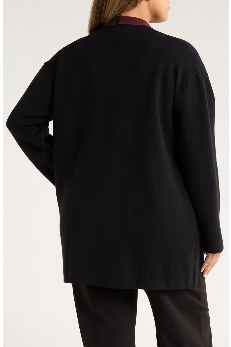 Nicolette Double Knit Cardigan, Alternate, color, BLACK/ DARK PLUM