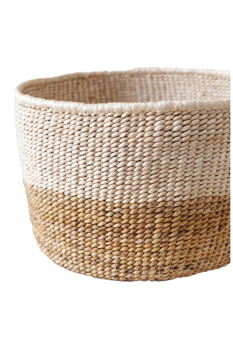 Two-Tone Banana Leaf Small Basket, Alternate, color, Neutral