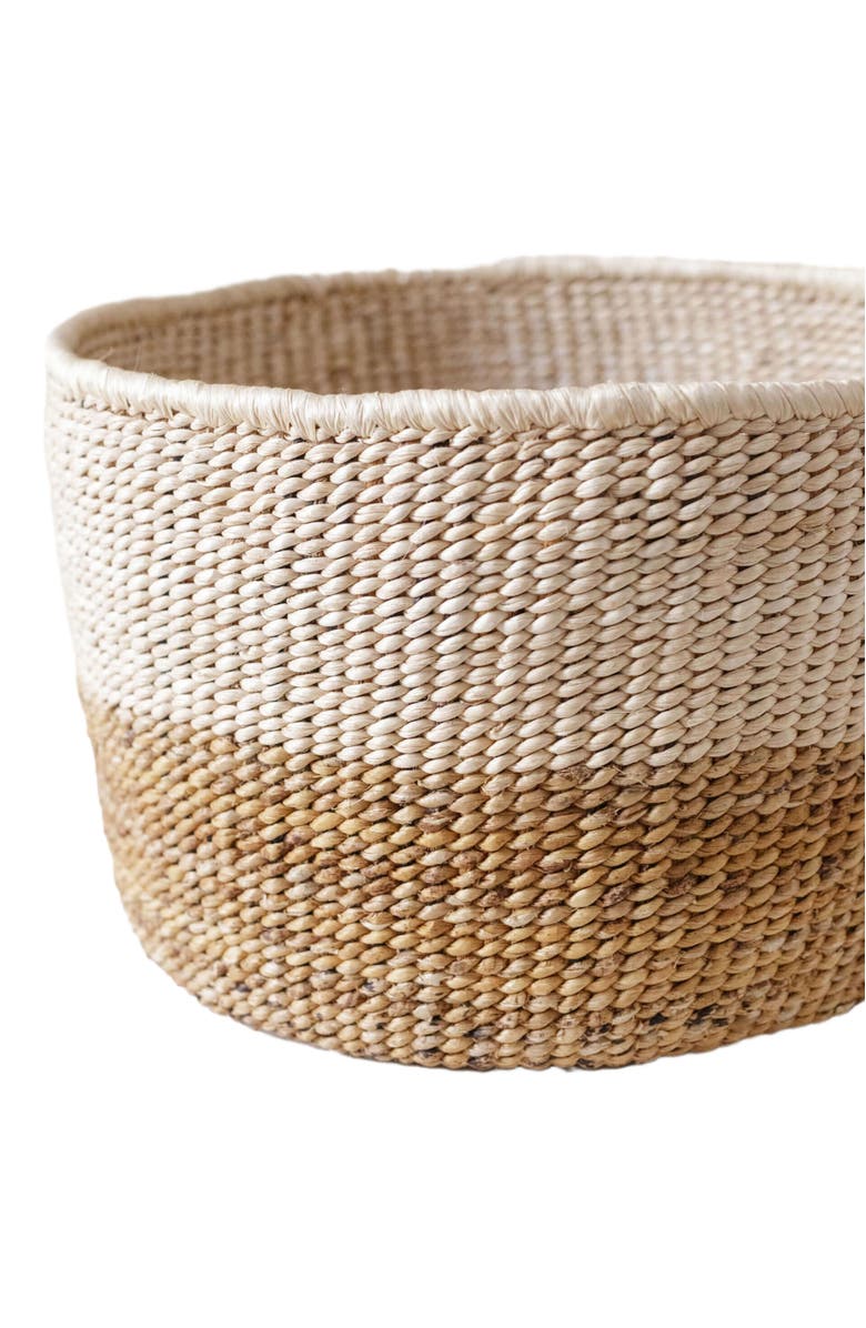 indego africa Two-Tone Banana Leaf Small Basket, Alternate, color, Neutral