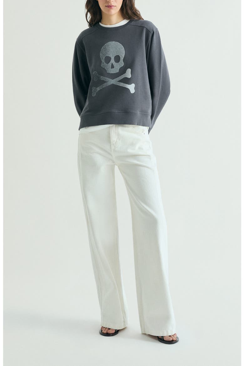 Skull Glitter Sweatshirt, Alternate, color, DarkGrey
