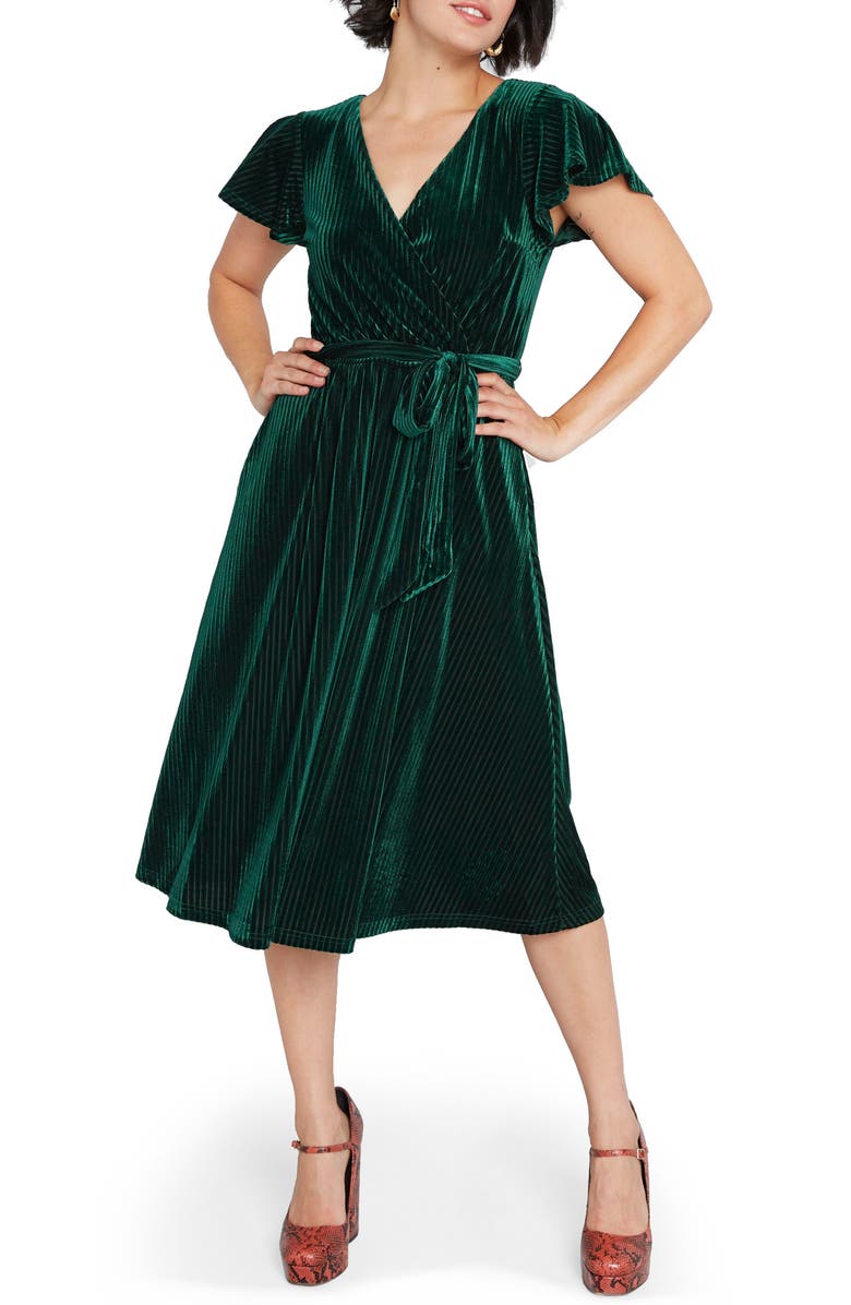 ModCloth Faux Wrap Velvet Dress, Main, color,