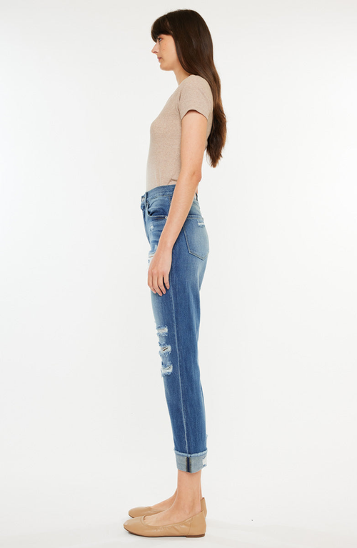 Kancan Eloise Essentials High Rise Straight Leg Jeans In Blue