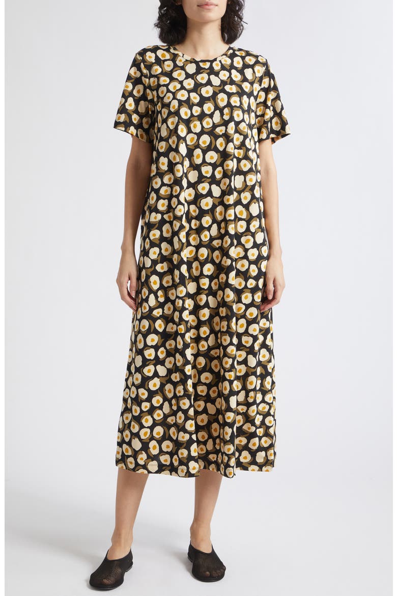 Pisteinen Pikku Vikuri Cotton T-Shirt Dress, Main, color, BEIGE/ BLACK/ OLIVE GREEN