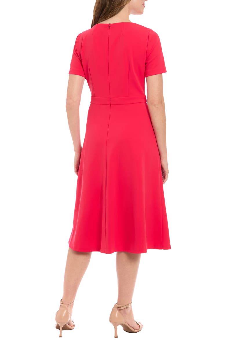 London Times Scuba Crepe Fit & Flare Dress, Alternate, color, Rose Red