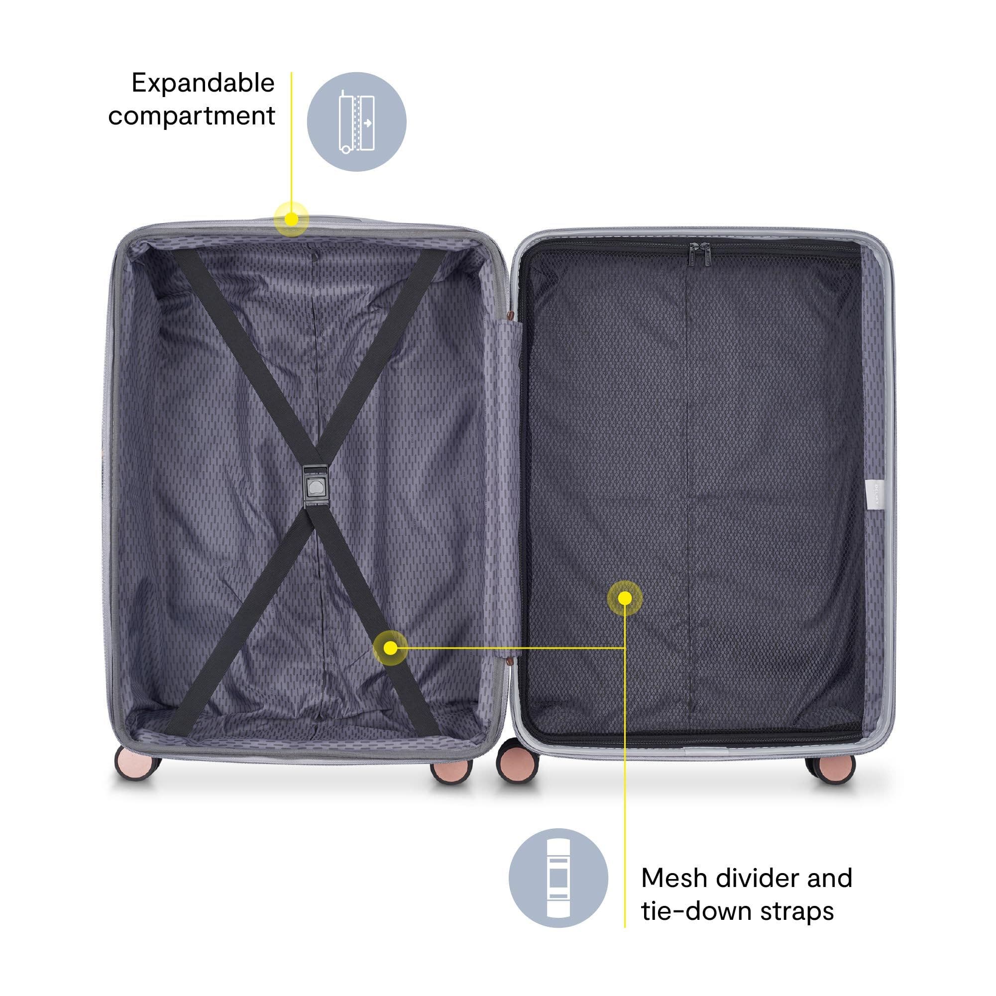 Delsey Paris Delsey Alexis Lightweight Luggage Checked Medium, Alternate, color, Platinum/Rose Gold