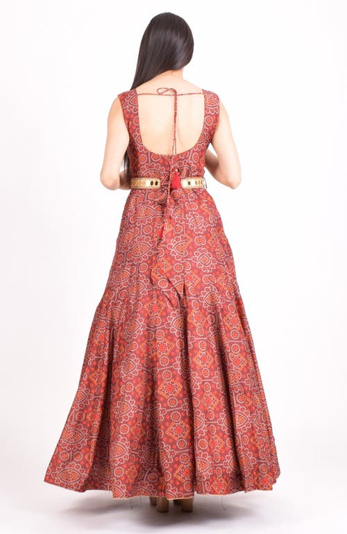 Raas Darrie Silk Gown With Belt In Burgundy