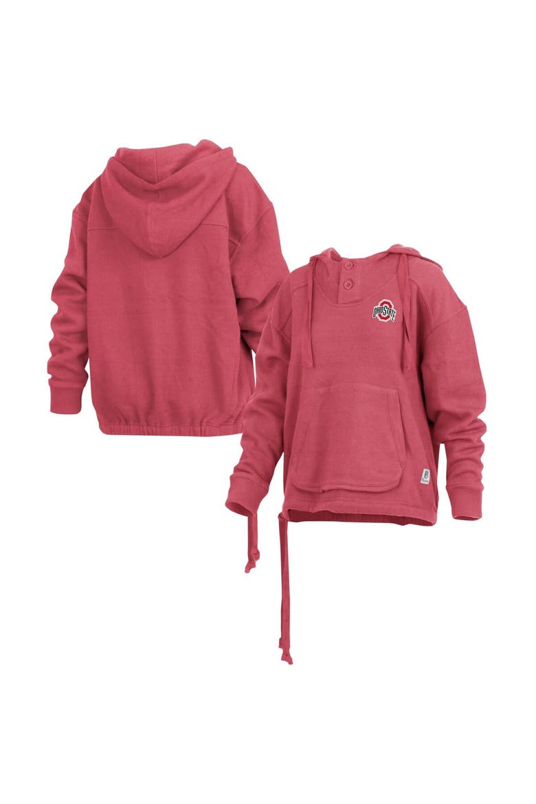Women's Pressbox Scarlet Ohio State Buckeyes Amore Keisha Button Pullover Hoodie, Main, color, Scarlet