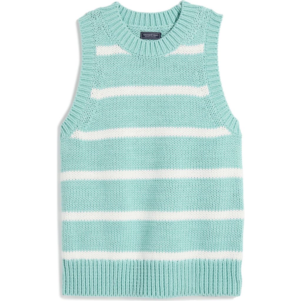Vineyard Vines Cotton Blend Sleeveless Sweater In Hana Stripe Green