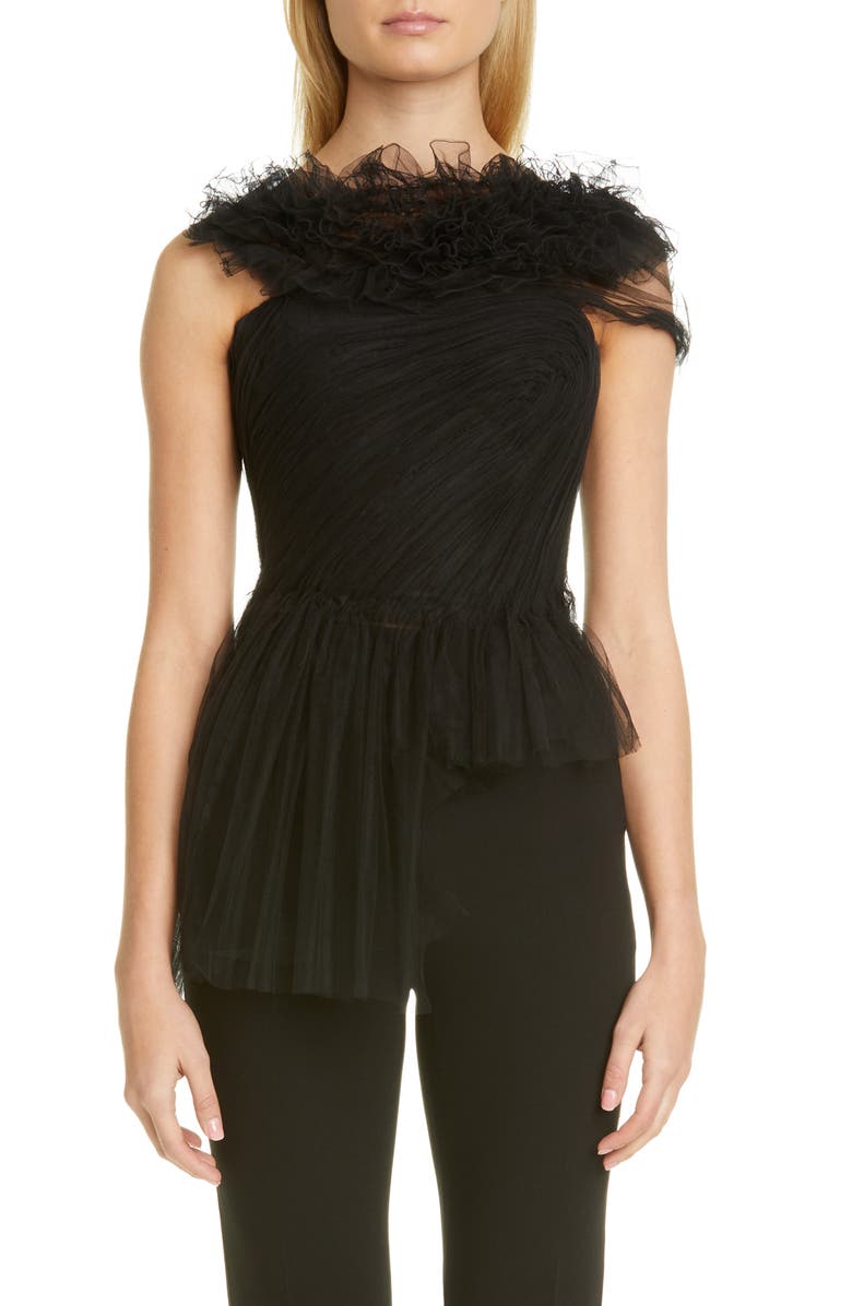 Jason Wu Collection Illusion Tulle Asymmetrical Top, Main, color,