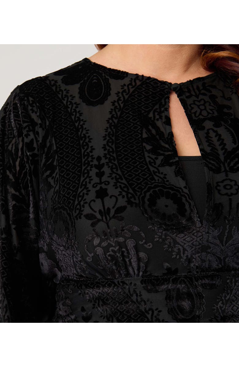 Unique Vintage Plus Size 1960s Fringe Flutter Sleeve Caftan, Alternate, color, Black