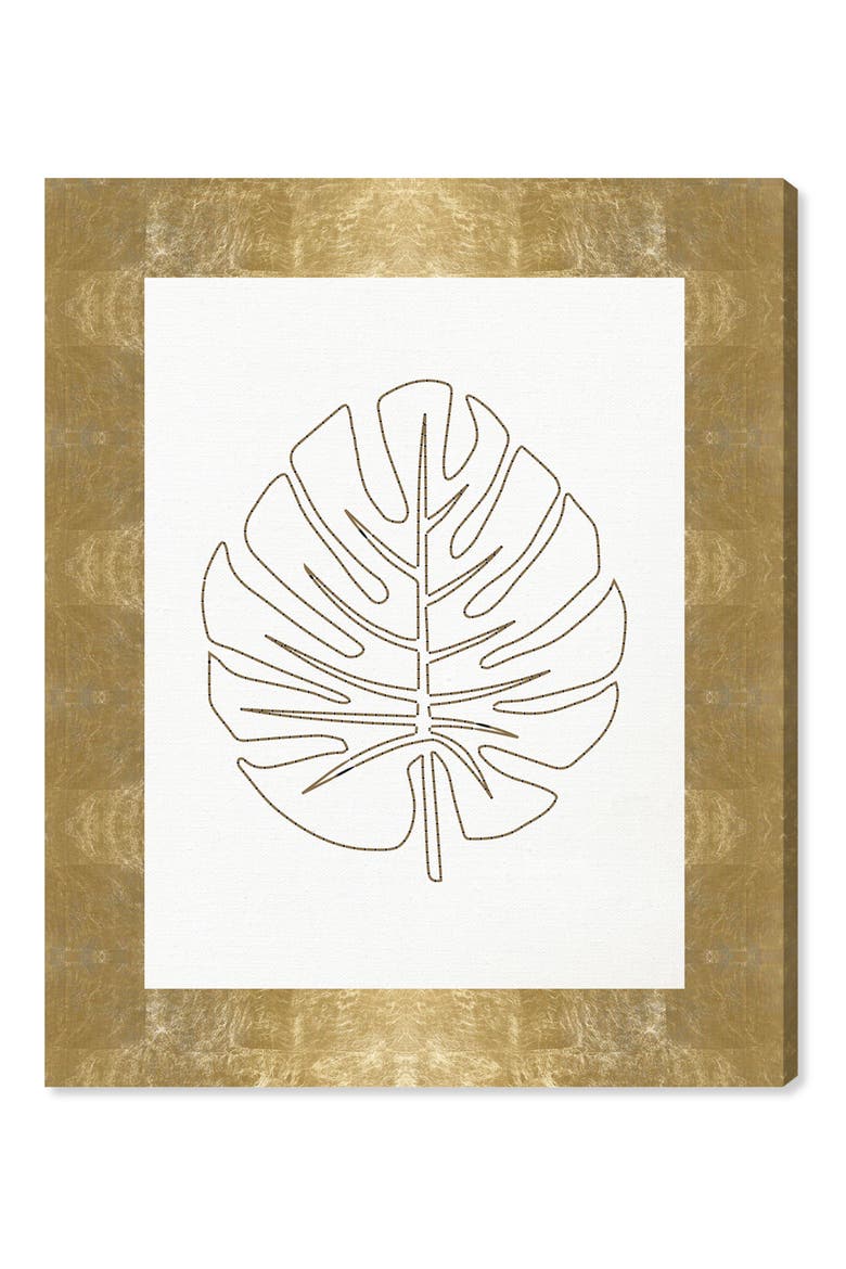 Stitched Palm Leaf I Canvas Wall Art, Main, color, WHITE
