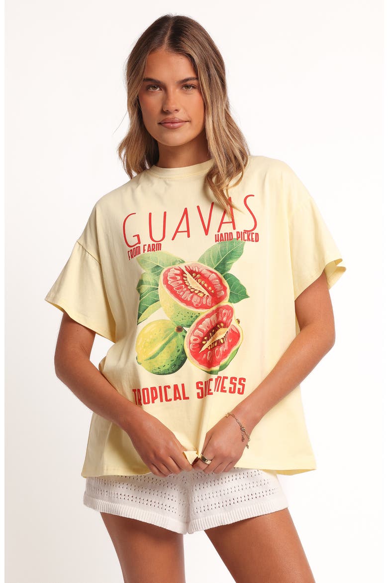 Guavas Oversize Cotton Graphic T-Shirt, Alternate, color, PALE YELLOW