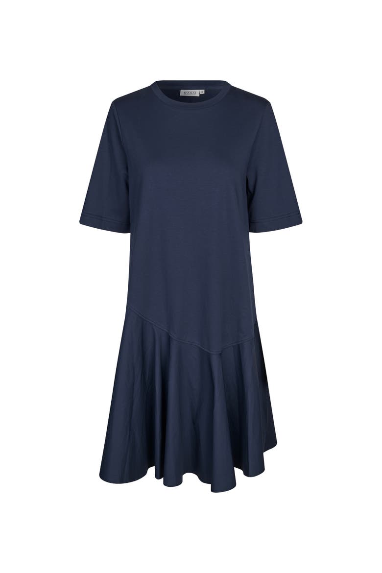 MaNyloran Asymmetric Detail Dress, Alternate, color, Navy Blazer