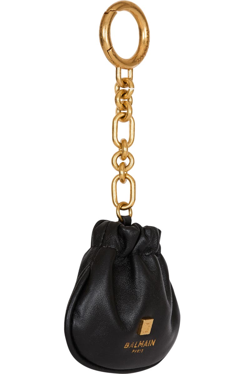 Balmain Pulse leather key ring, Alternate, color, Black