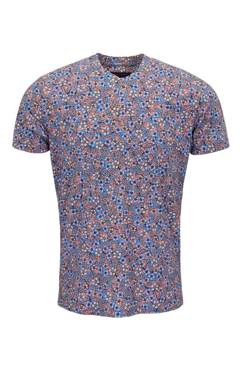 Lords of Harlech Floral Field Mens Vneck Tee, Alternate, color, Floral Field Coral
