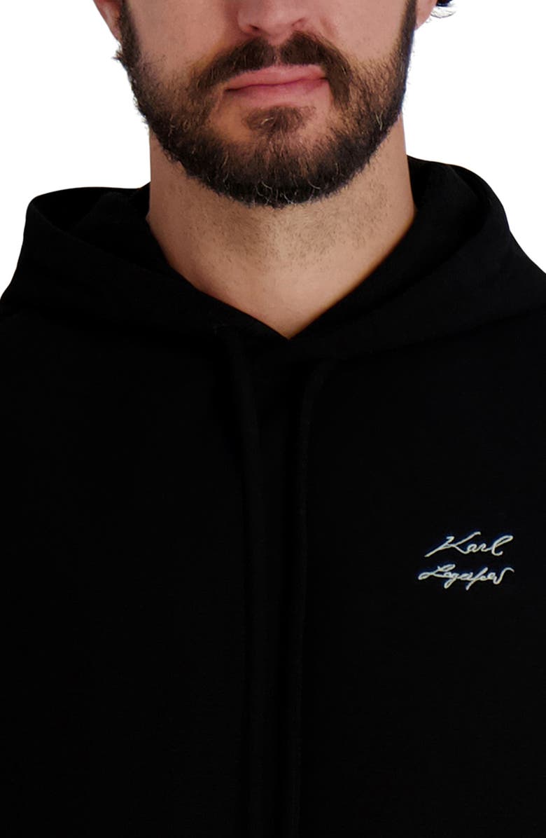 KARL LAGERFELD PARIS Textured Pullover Hoodie, Alternate, color, Black