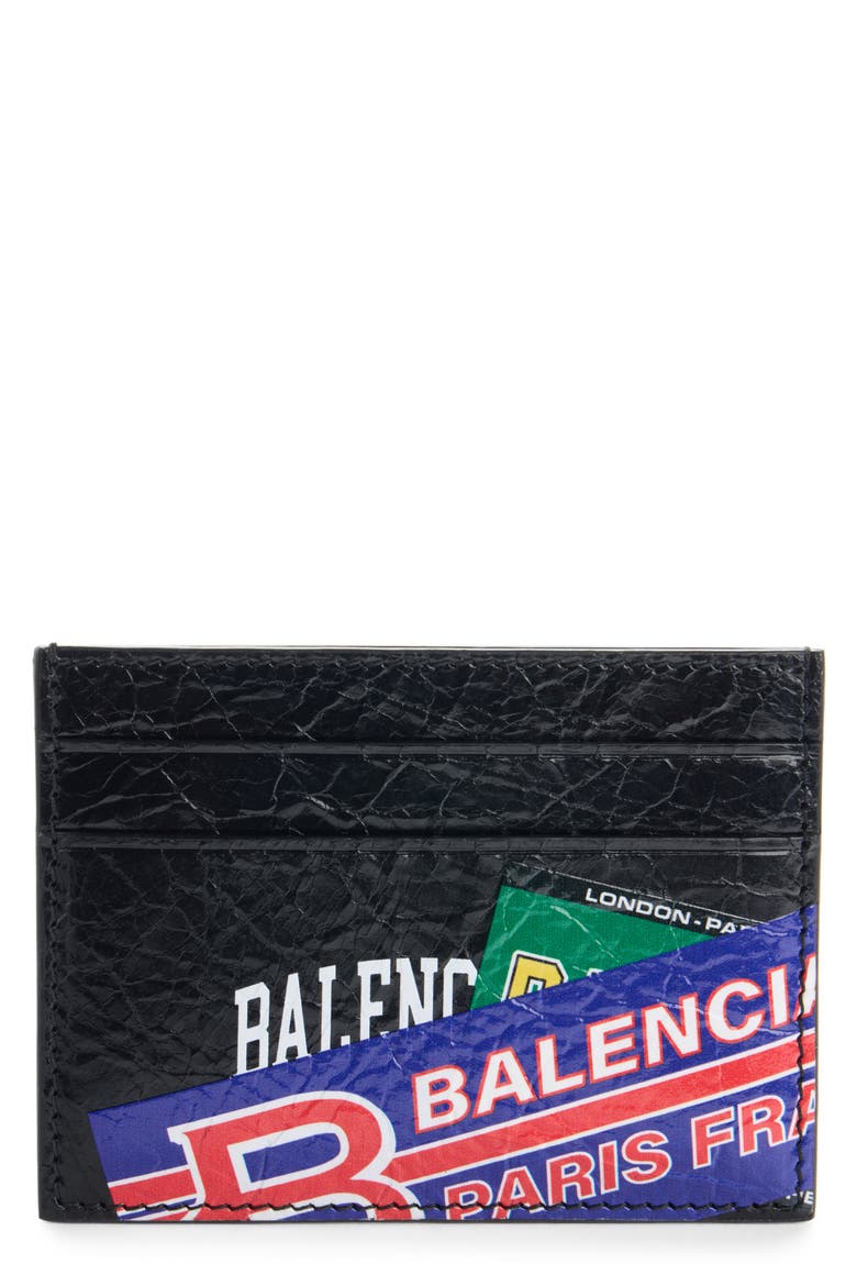 Cash Arena Leather Card Holder, Main, color, 1084 BLACK/ MULTICOLOR