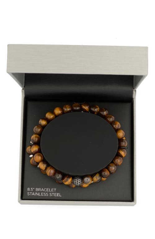 American Exchange Set Of 2 Stone Beaded Bracelets In Silver/brown