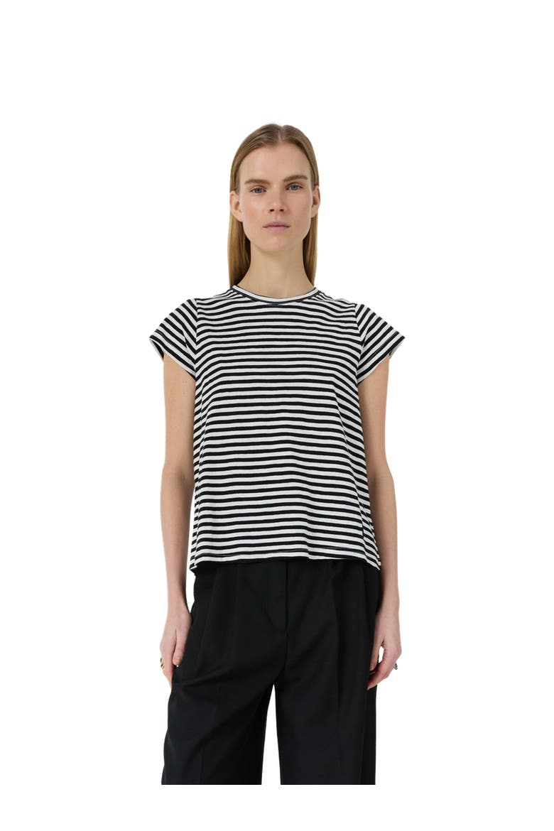 Mayane Striped Crew Neck T-Shirt, Main, color, White