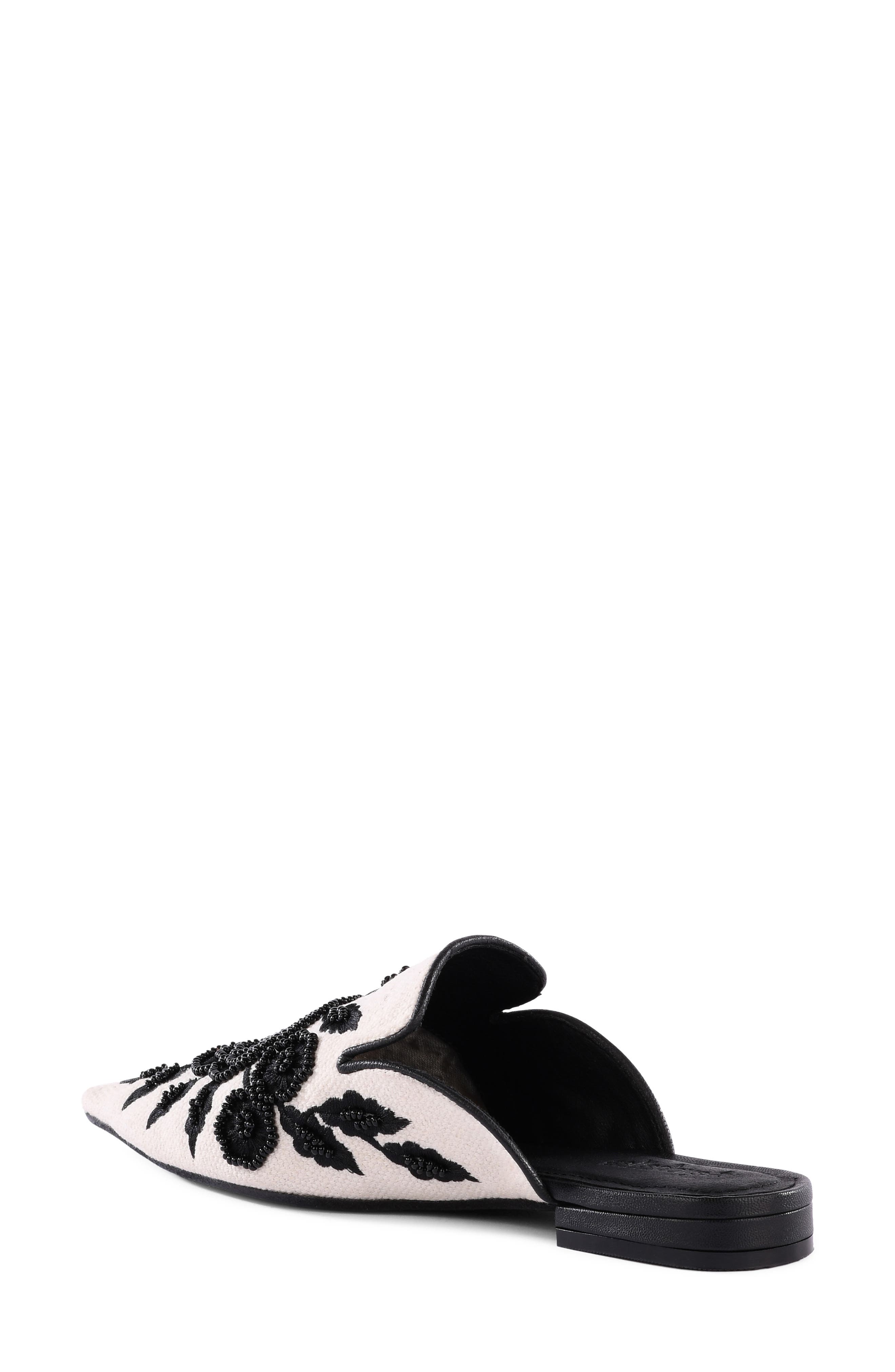 Around the World Pointed Toe Mule, Alternate, color, WHITE/BLACK