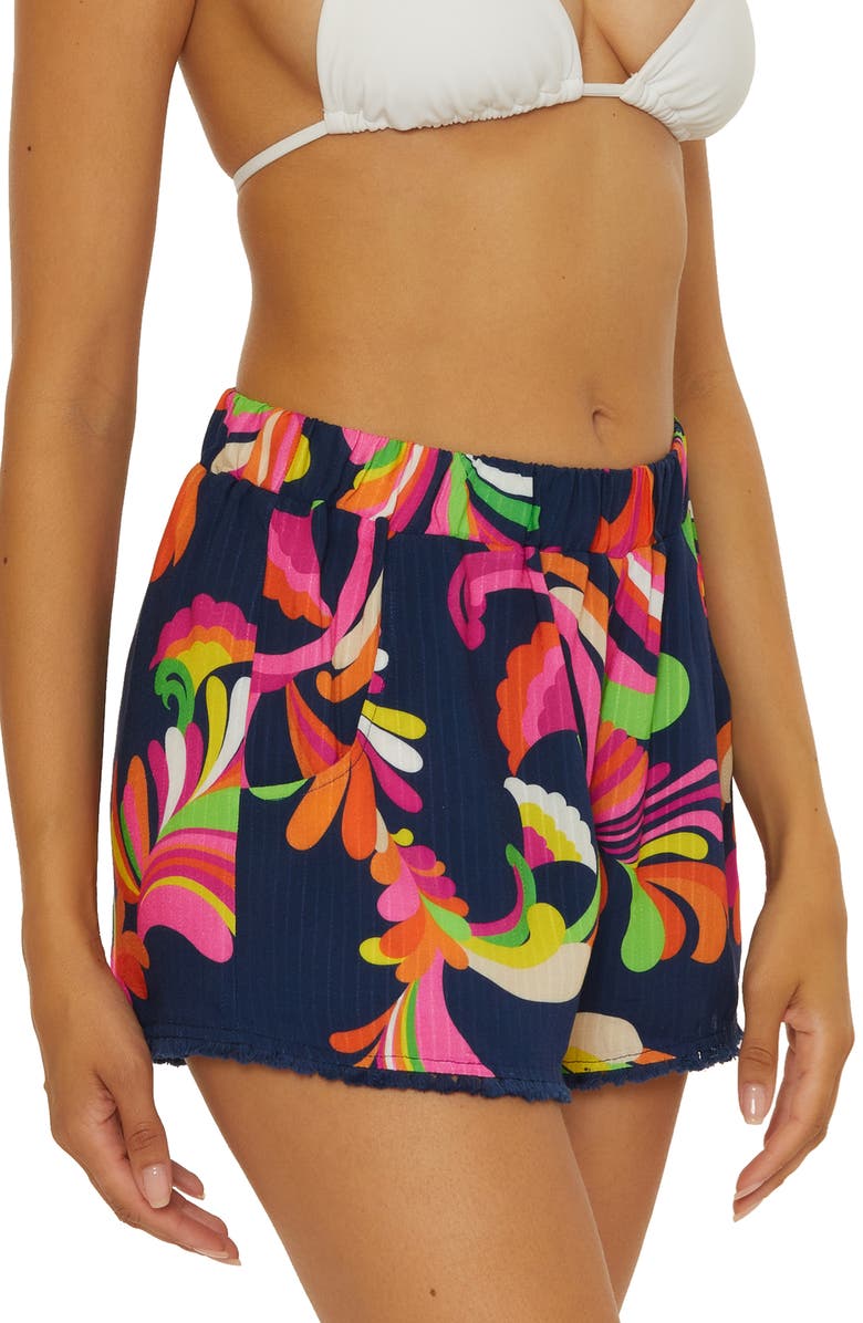 Trina Turk Poolside Swirl Cover-Up Shorts, Alternate, color, 