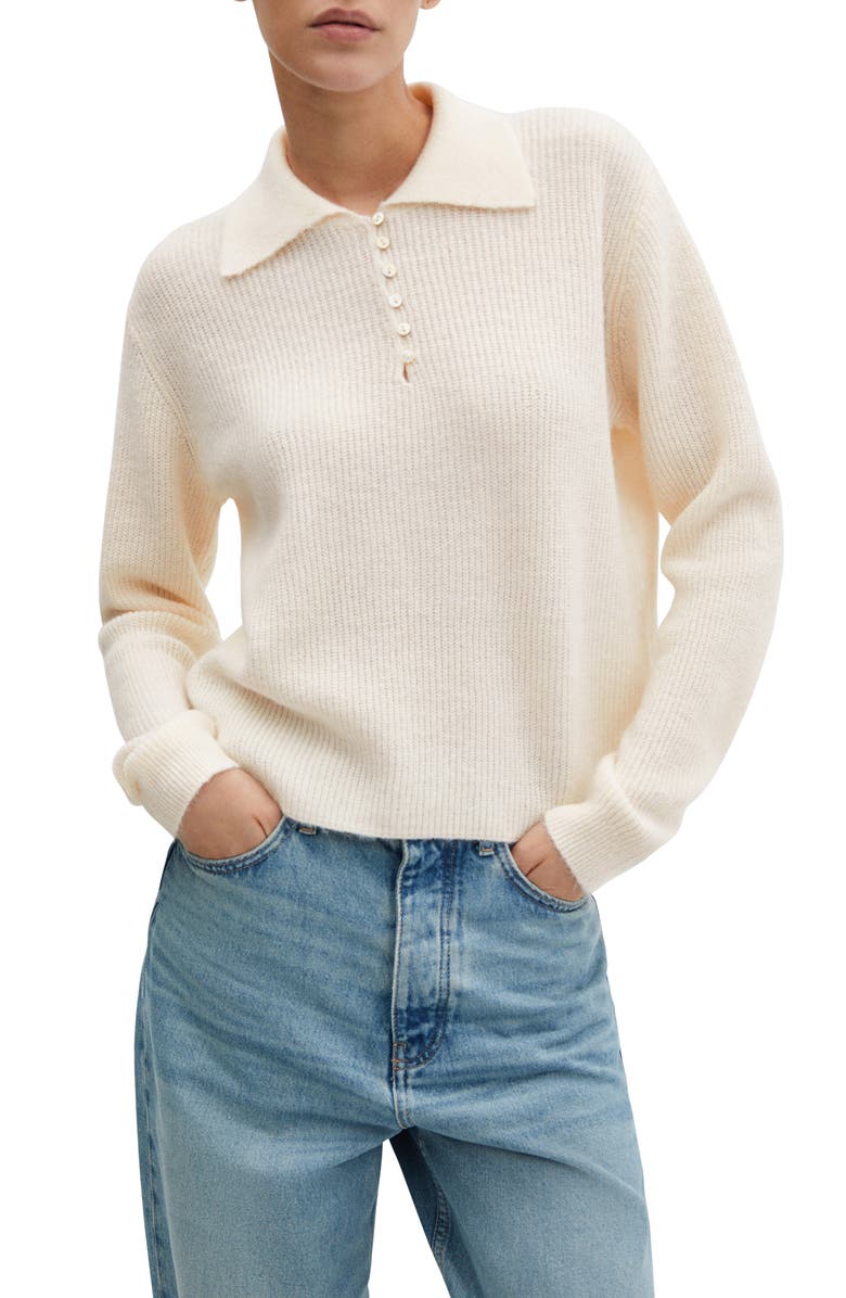 MANGO Rib Polo Sweater, Main, color, 