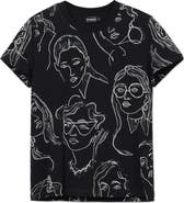 Desigual Caras Faces Print Cotton T-Shirt